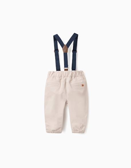 Pantalon en sergé avec bretelles amovibles Gris clair 2 - vertbaudet enfant 