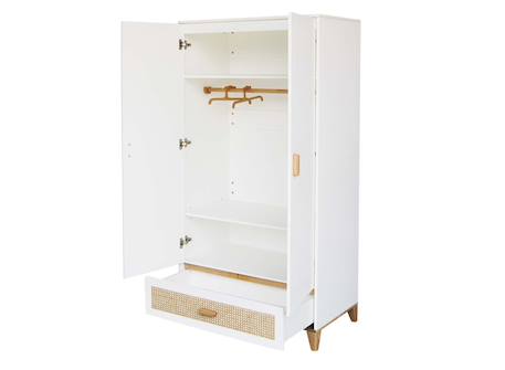 Armoire 2 portes 1 tiroir cannage rotin nami Blanc 3 - vertbaudet enfant 