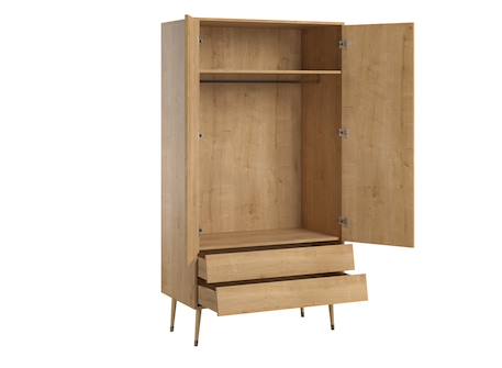 Armoire 2 portes 2 tiroirs bosque Blanc+Chêne vintage 5 - vertbaudet enfant 