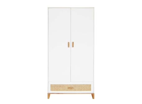 Armoire 2 portes 1 tiroir cannage rotin nami Blanc 1 - vertbaudet enfant 