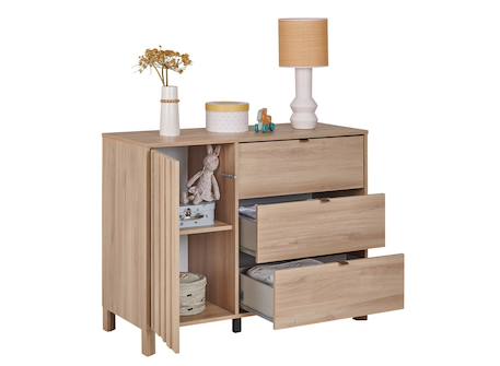 Commode 3 tiroirs 1 porte julia Chêne 5 - vertbaudet enfant 