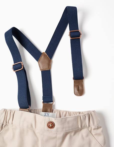 Pantalon en sergé avec bretelles amovibles Gris clair 3 - vertbaudet enfant 