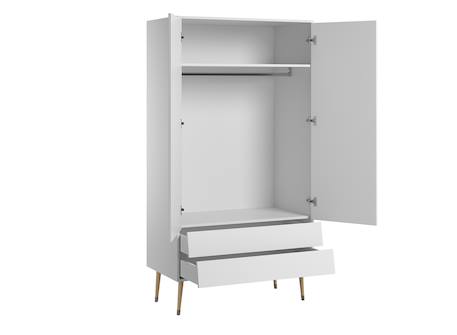 Armoire 2 portes 2 tiroirs bosque Blanc+Chêne vintage 2 - vertbaudet enfant 
