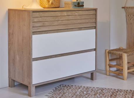 Commode 3 tiroirs nino Chêne & blanc 1 - vertbaudet enfant 