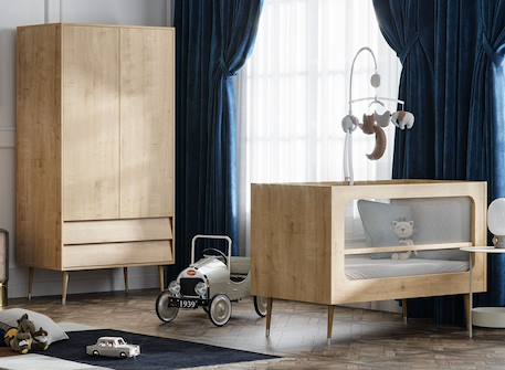 Armoire 2 portes 2 tiroirs bosque Blanc+Chêne vintage 6 - vertbaudet enfant 