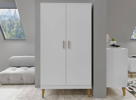 Armoire 2 portes dream Blanc & chêne+Gris & chêne 1 - vertbaudet enfant 