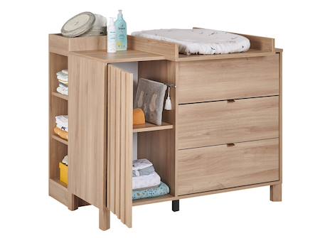 Commode 3 tiroirs 1 porte julia Chêne 3 - vertbaudet enfant 
