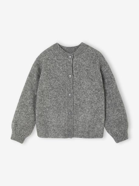 Gilet fille maille mousseuse gris chiné+vanille 2 - vertbaudet enfant 