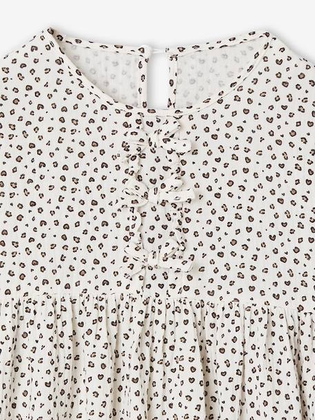 Robe en gaze de coton avec noeuds fantaisie fille écru+olive 3 - vertbaudet enfant 