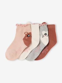 -Lot 4 Mi-Chaussettes Fille Motif Animalier