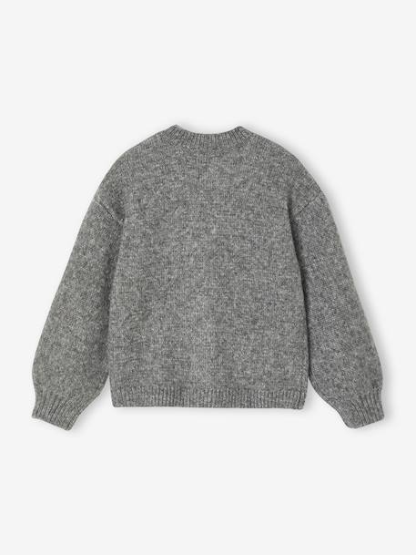 Gilet fille maille mousseuse gris chiné+vanille 3 - vertbaudet enfant 