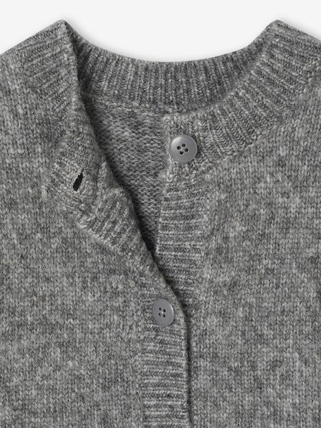 Gilet fille maille mousseuse gris chiné+vanille 4 - vertbaudet enfant 