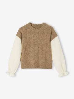 -Pull fille 2 en 1 manches en gaze de coton 