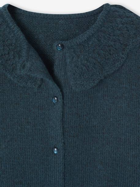 Gilet col fantaisie ajouré fille bleu pétrole 4 - vertbaudet enfant 