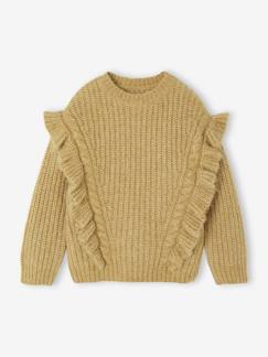 -Pull fille à volants et torsades 