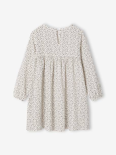 Robe en gaze de coton avec noeuds fantaisie fille écru+olive 2 - vertbaudet enfant 