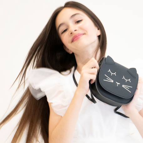 Sac bandoulière mina le chat Noir+Rose 5 - vertbaudet enfant 