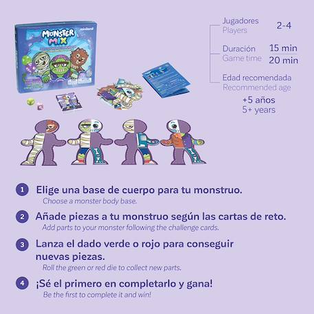 jeu de société Monster Mix - Crée ton petit zombie VIOLET 5 - vertbaudet enfant 