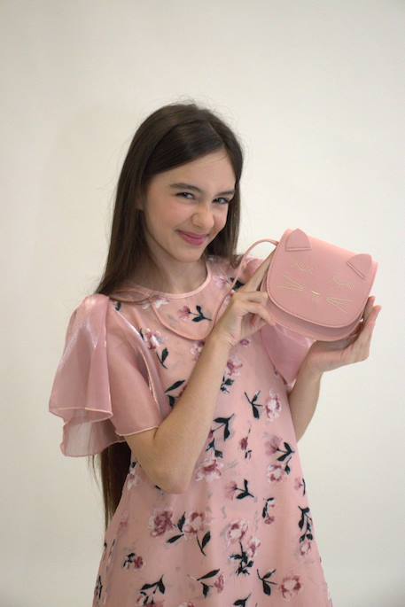 Sac bandoulière mina le chat Noir+Rose 8 - vertbaudet enfant 