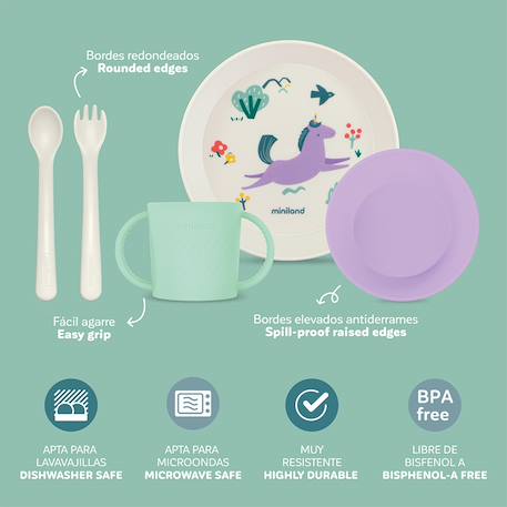 Set de vaisselle - DME - Licorne Blanc 5 - vertbaudet enfant 