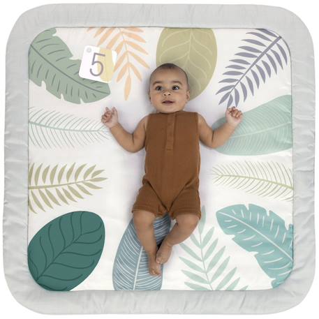 Tapis d'éveil petit éléphant Blanc, gris, vert d'eau 3 - vertbaudet enfant 