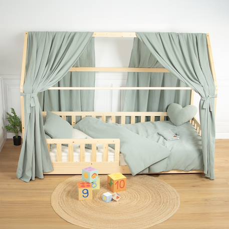 Ciel de lit cabane en gaze de coton duo 390 cm Beige+Blanc+Bleu+Camel+Écru+Gris+Marron+Pêche+Rose+Terracotta+Vert 58 - vertbaudet enfant 