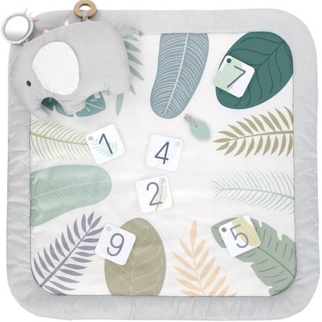 Tapis d'éveil petit éléphant Blanc, gris, vert d'eau 1 - vertbaudet enfant 