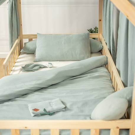 Ciel de lit cabane en gaze de coton duo 390 cm Beige+Blanc+Bleu+Camel+Écru+Gris+Marron+Pêche+Rose+Terracotta+Vert 57 - vertbaudet enfant 