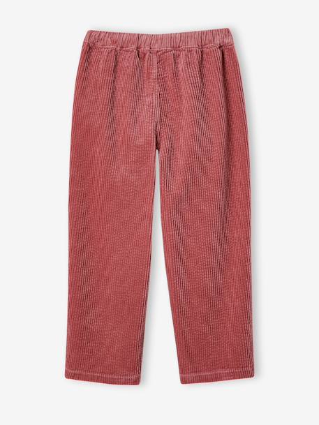 Pantalon fille velours forme loose Léopard+vieux rose 10 - vertbaudet enfant 