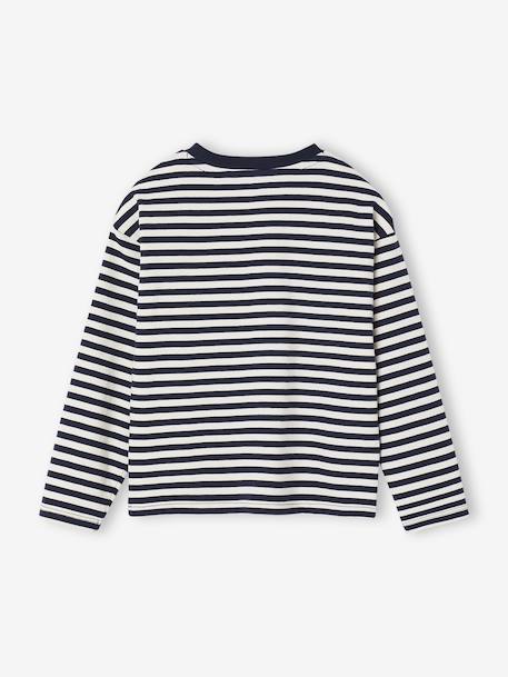 T-shirt fille rayé patch et noeud fantaisie manches longues rayé marine 3 - vertbaudet enfant 