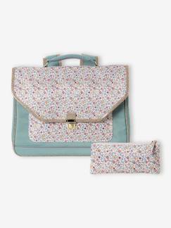 -Cartable fille personnalisable + trousse imprimé fleuri Bergamotte