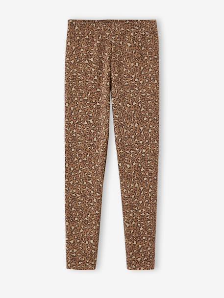 Lot de 2 leggings fille Basics indigo+kaki+marron imprimé+vert sauge 12 - vertbaudet enfant 