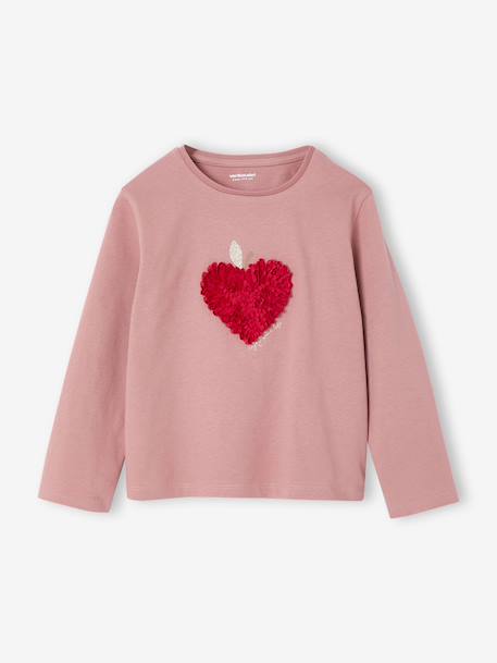T-shirt fille animation coeur fille manches longues blush 1 - vertbaudet enfant 
