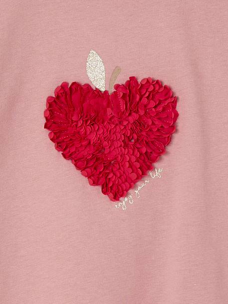 T-shirt fille animation coeur fille manches longues blush 3 - vertbaudet enfant 
