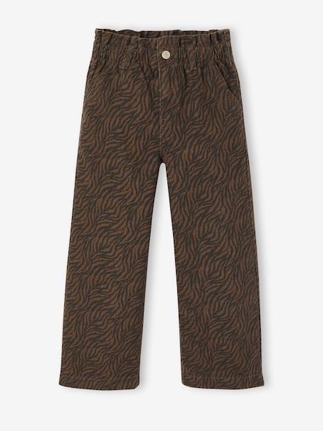 Pantalon fille large imprimé Fleurs multicolore+Léopard beige+vanille+Zébré chocolat 20 - vertbaudet enfant 