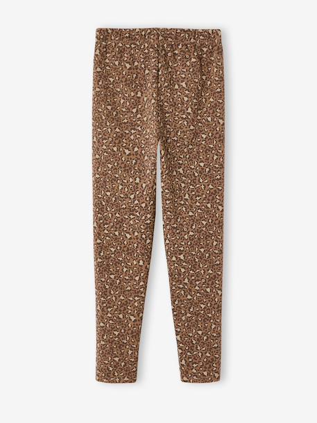 Lot de 2 leggings fille Basics indigo+kaki+marron imprimé+vert sauge 14 - vertbaudet enfant 