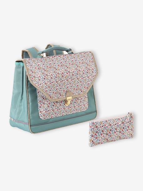 Cartable fille personnalisable + trousse imprimé fleuri Bergamotte vert sauge 2 - vertbaudet enfant 