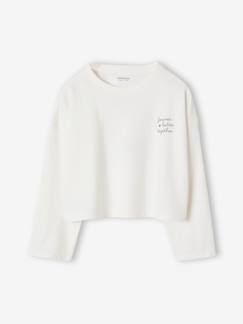 -Tee-shirt crop top fille manches longues