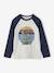 T-shirt motif graphique garçon manches raglan blanc chiné+kaki+lichen+noix de pécan 1 - vertbaudet enfant 