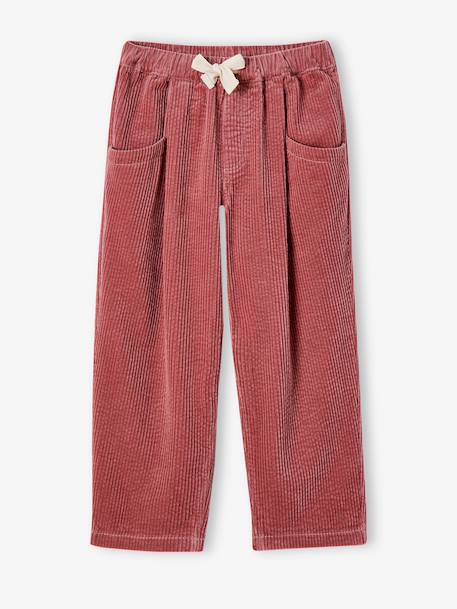 Pantalon fille velours forme loose Léopard+vieux rose 9 - vertbaudet enfant 