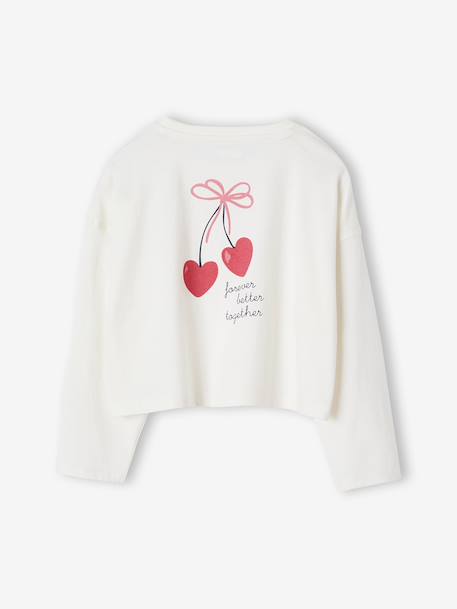 Tee-shirt crop top fille manches longues anthracite+écru 5 - vertbaudet enfant 