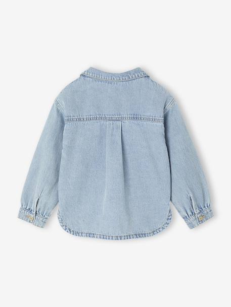 Chemise fille en jean forme loose bleu clair 4 - vertbaudet enfant 