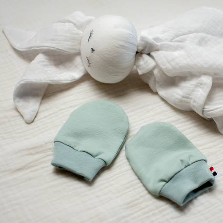Moufles naissance en coton gants bébé anti griffures Beige+Blanc+Bleu+Écru+Rose+Vert 9 - vertbaudet enfant 