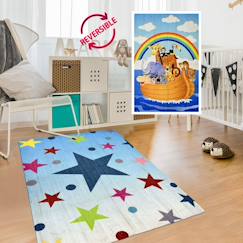 Linge de maison et décoration-Décoration-Tapis enfant kilim réversible étoile
