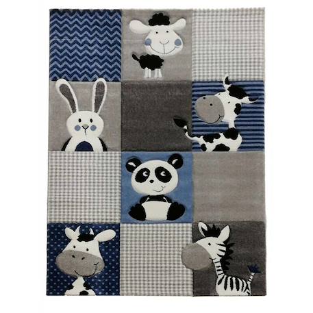 Tapis enfant tissé motif animaux zoo Bleu 2 - vertbaudet enfant 