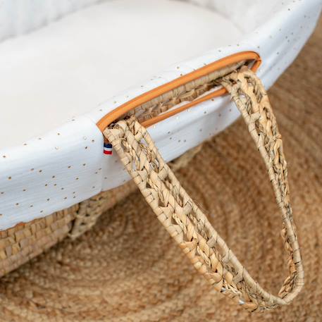 Couffin bébé avec matelas habillage et drap housse pois dorés Blanc à pois or+Camel à pois or+Vert à pois or 3 - vertbaudet enfant 