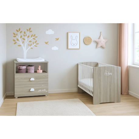 Lit bébé à barreaux - smile Beige+Gris 9 - vertbaudet enfant 