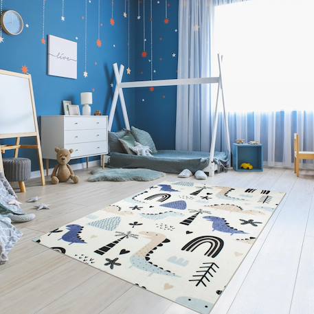 Tapis enfant tissé motif animaux dino Bleu 1 - vertbaudet enfant 