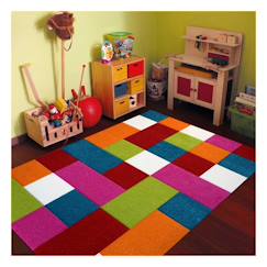 Linge de maison et décoration-Décoration-Tapis-Tapis chambre tissé motif damier carreaux