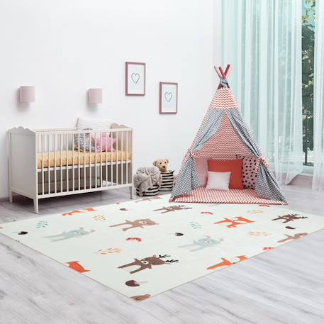 Tapis enfant tissé motif animaux foret Crème 5 - vertbaudet enfant 